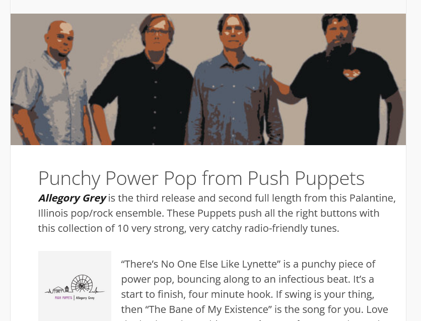 deelnemer Logisch revolutie Power Pop News Review of “Allegory Grey” – Push Puppets
